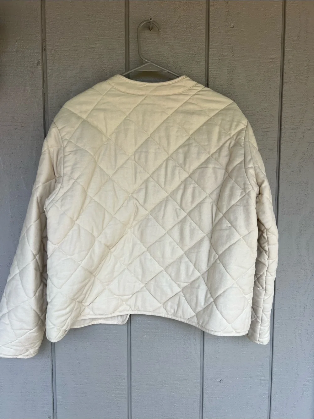 Zara Cream Quilted Tie-Front Puffer Jacket